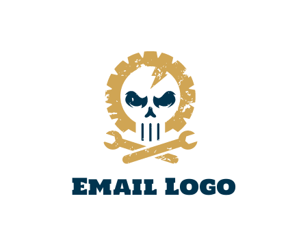skull in gear with wrench engineering logo