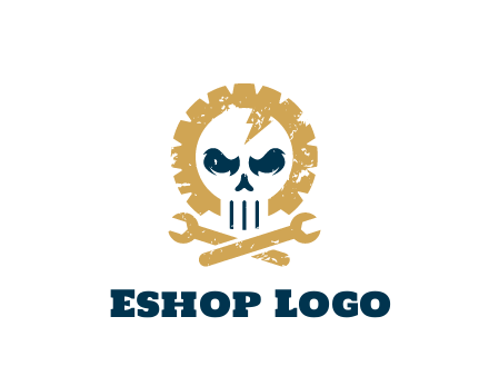 skull in gear with wrench engineering logo