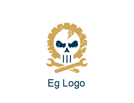 skull in gear with wrench engineering logo