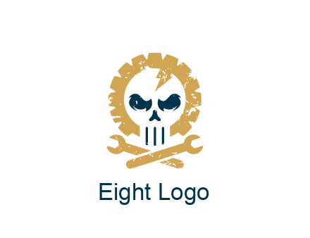 skull in gear with wrench engineering logo