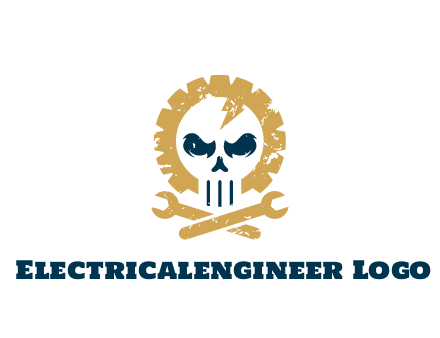 skull in gear with wrench engineering logo