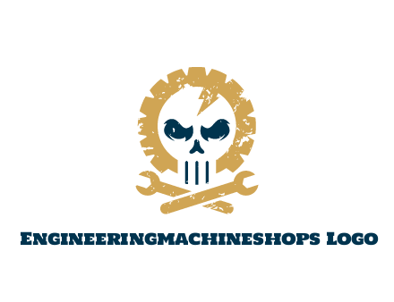 skull in gear with wrench engineering logo