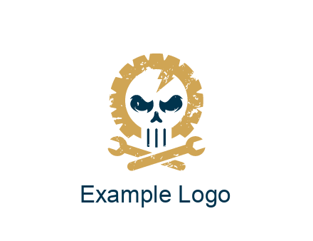 skull in gear with wrench engineering logo