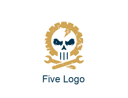 skull in gear with wrench engineering logo
