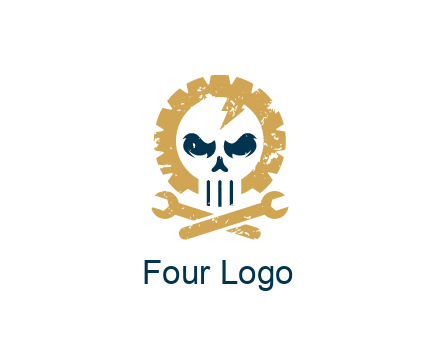 skull in gear with wrench engineering logo