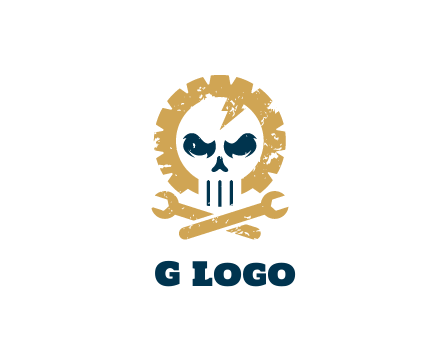 skull in gear with wrench engineering logo