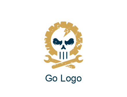 skull in gear with wrench engineering logo