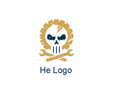 skull in gear with wrench engineering logo