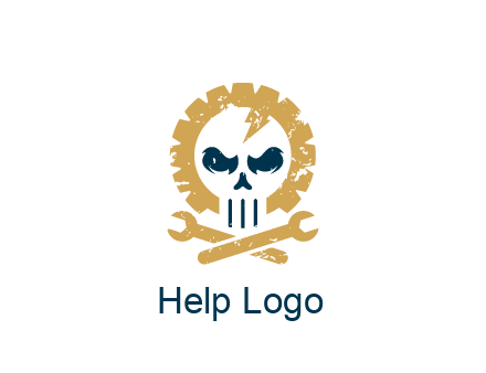 skull in gear with wrench engineering logo