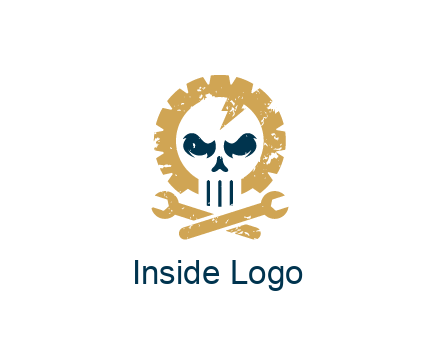 skull in gear with wrench engineering logo