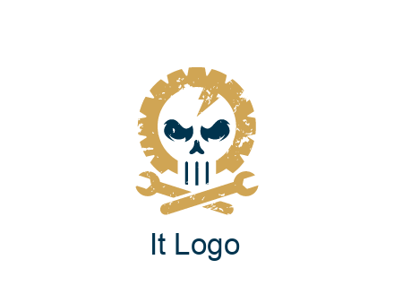 skull in gear with wrench engineering logo
