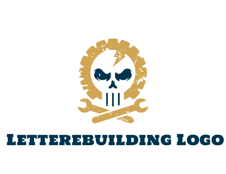 skull in gear with wrench engineering logo
