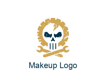 skull in gear with wrench engineering logo