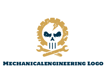 skull in gear with wrench engineering logo