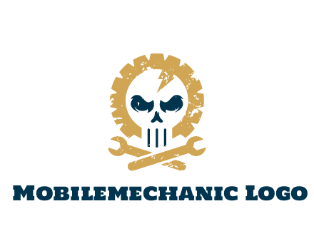 skull in gear with wrench engineering logo
