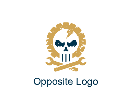 skull in gear with wrench engineering logo