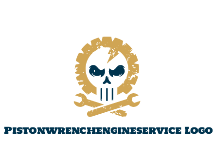 skull in gear with wrench engineering logo