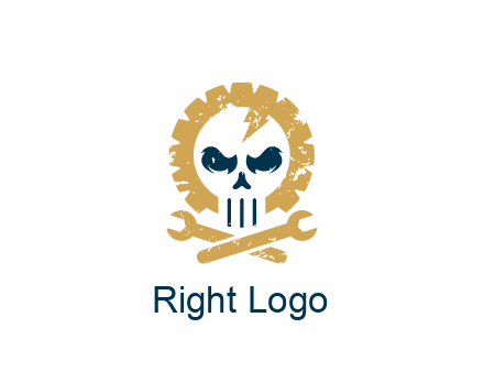 skull in gear with wrench engineering logo