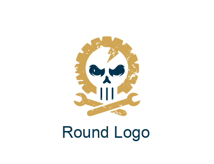 skull in gear with wrench engineering logo