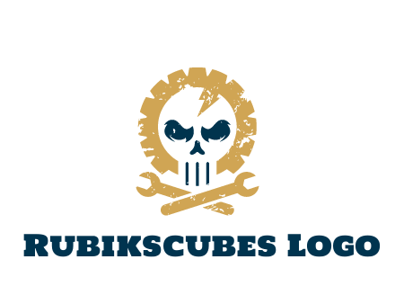 skull in gear with wrench engineering logo