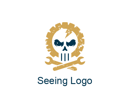 skull in gear with wrench engineering logo