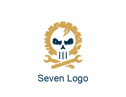 skull in gear with wrench engineering logo