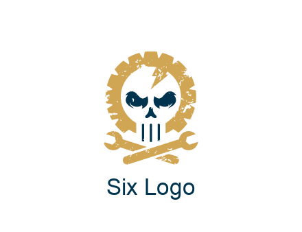 skull in gear with wrench engineering logo