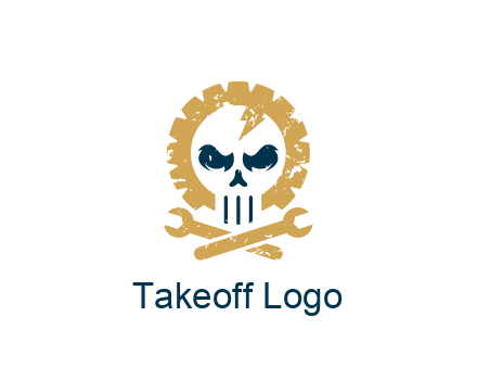 skull in gear with wrench engineering logo