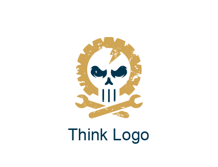 skull in gear with wrench engineering logo