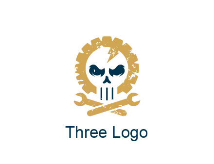 skull in gear with wrench engineering logo