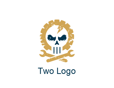 skull in gear with wrench engineering logo