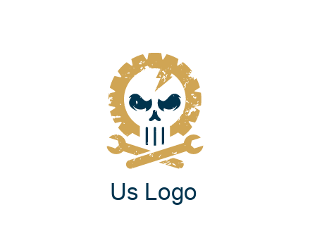 skull in gear with wrench engineering logo