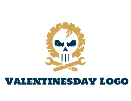 skull in gear with wrench engineering logo