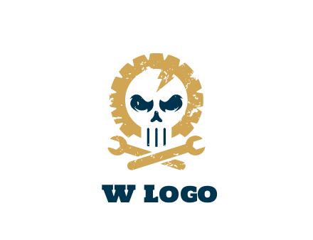 skull in gear with wrench engineering logo