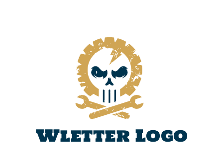 skull in gear with wrench engineering logo