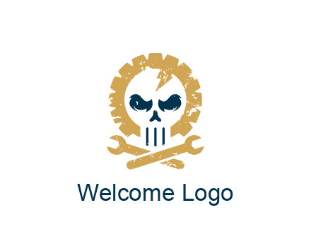 skull in gear with wrench engineering logo