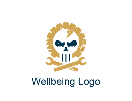 skull in gear with wrench engineering logo