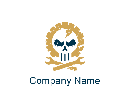 skull in gear with wrench engineering logo