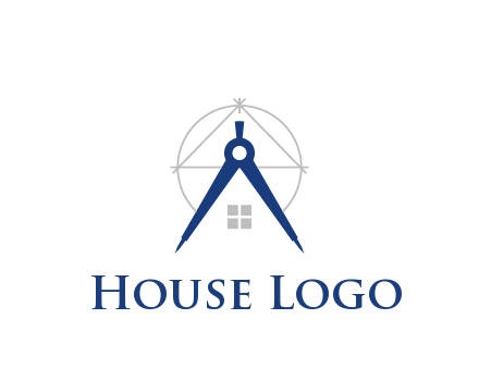 abstract house with compass construction logo