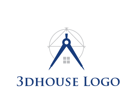 abstract house with compass construction logo