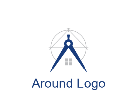 abstract house with compass construction logo