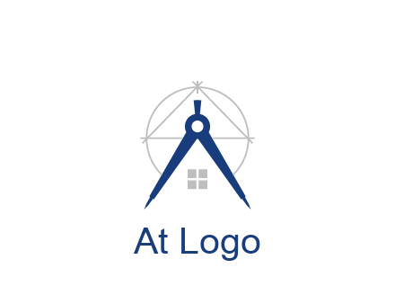 abstract house with compass construction logo
