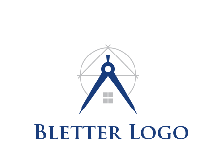 abstract house with compass construction logo