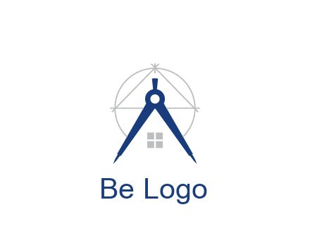 abstract house with compass construction logo