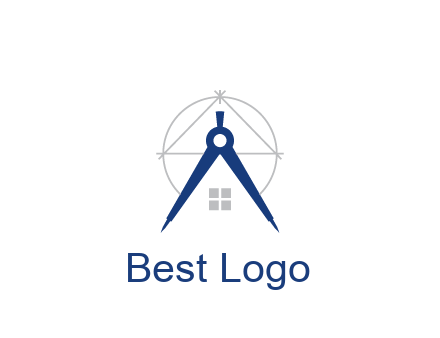abstract house with compass construction logo