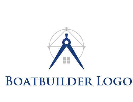 abstract house with compass construction logo