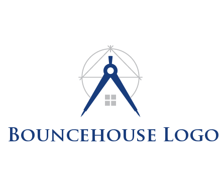 abstract house with compass construction logo