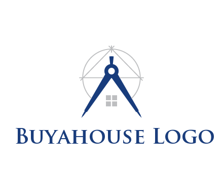abstract house with compass construction logo