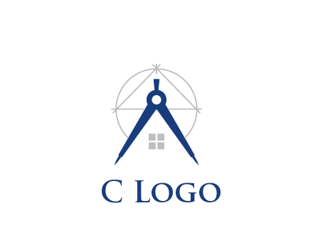 abstract house with compass construction logo