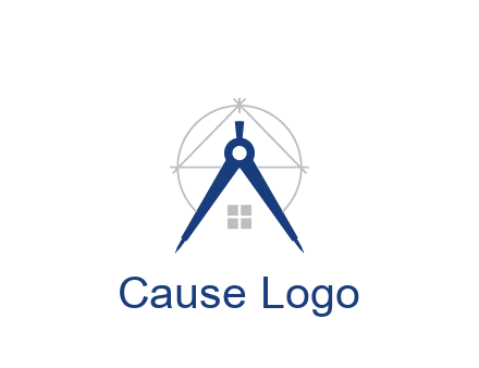 abstract house with compass construction logo